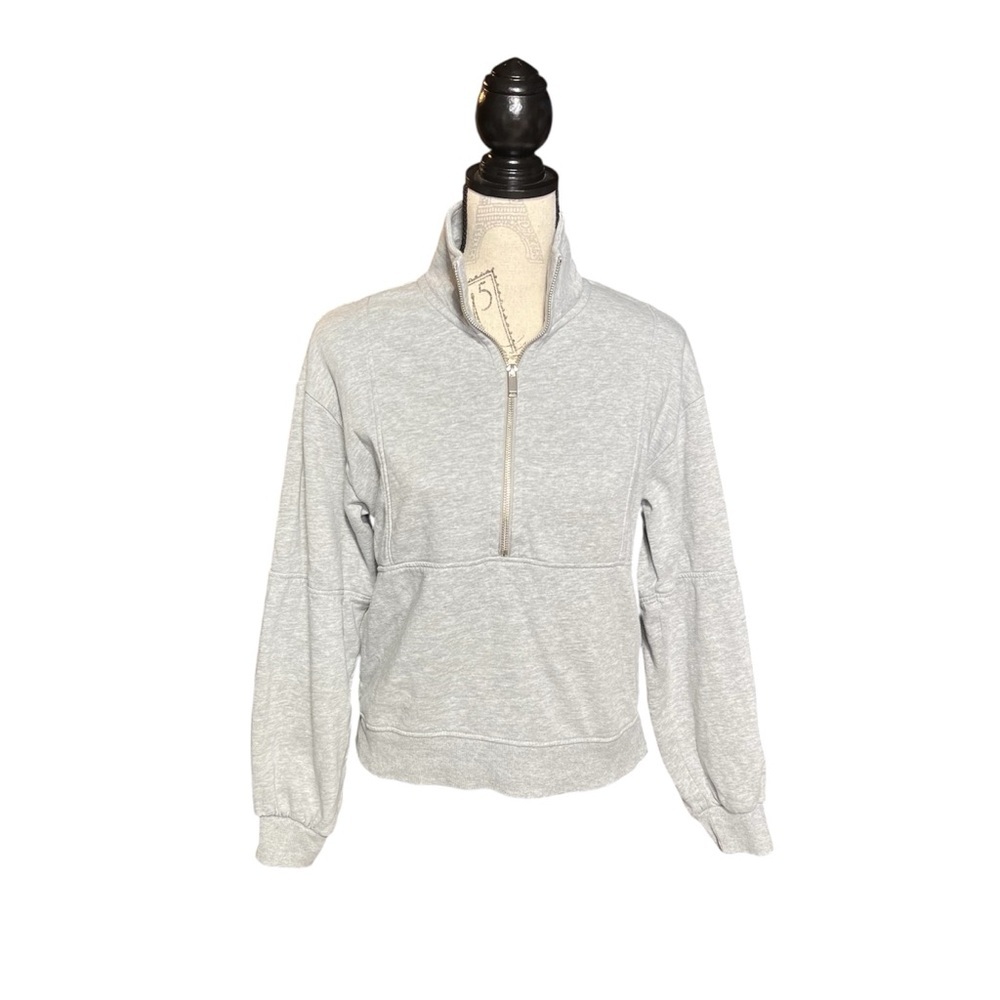 H&M Women's Light Gray Half-Zip Sweatshirt